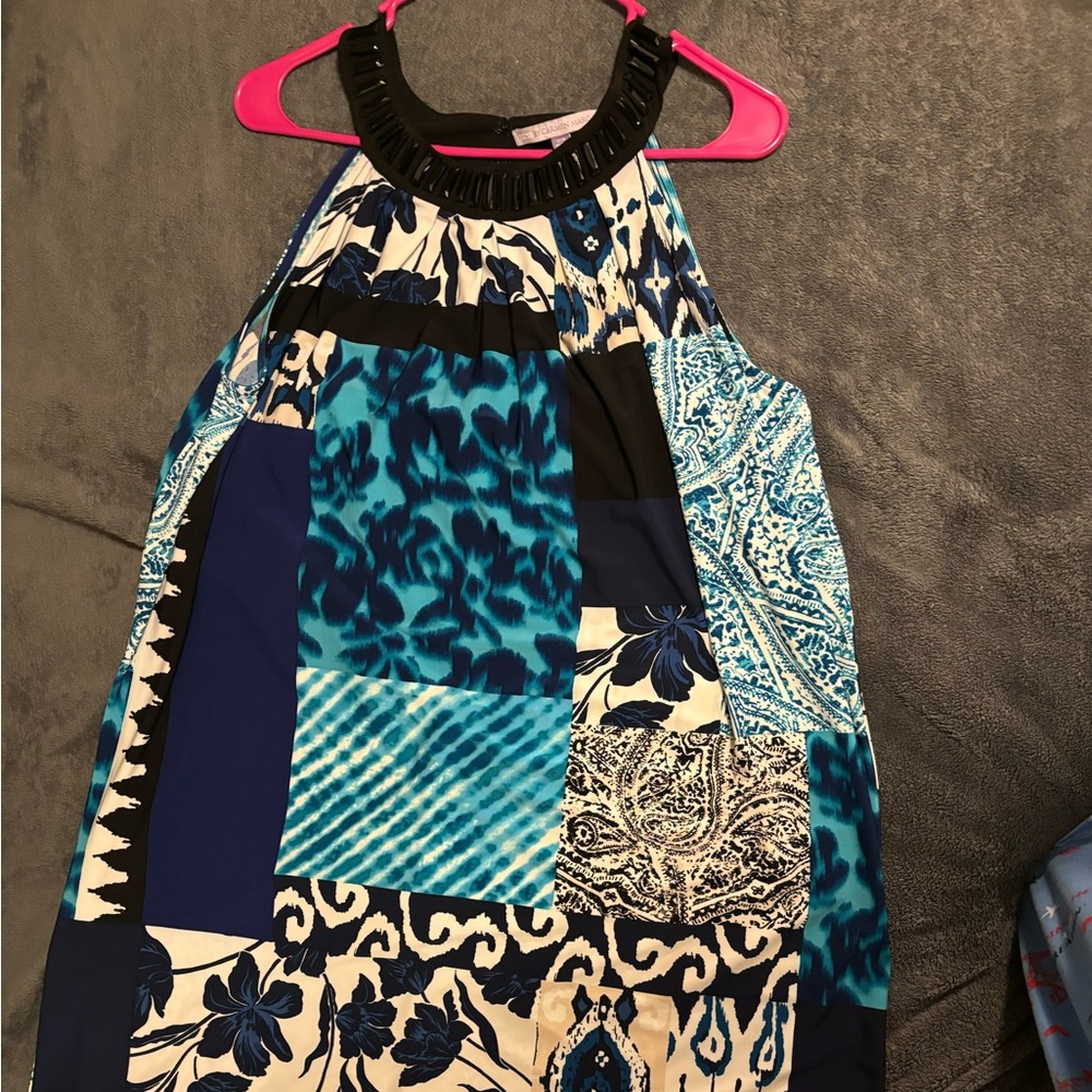 Blue and Black Patterned Dress